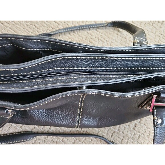 Fossil Black Pebbled Leather Shoulder Bag Satchel And Wallet EUC - Picture 13 of 16